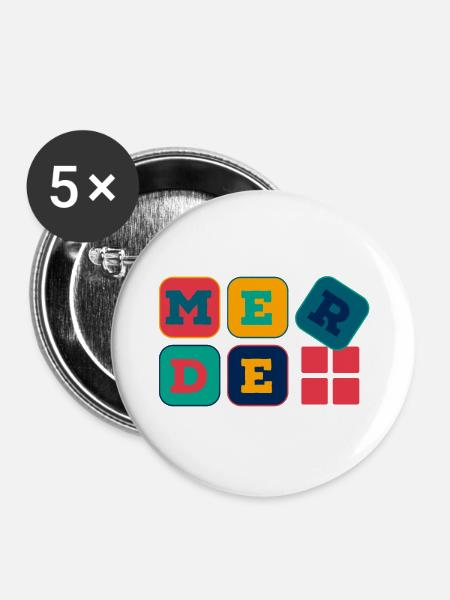 Merde! Windows - Buttons groß 56 mm (5er Pack) - Weiß