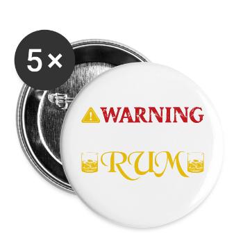 Warning May Contain Rum Drinking Alcohol - Buttons large 2.2''/56 mm (5-pack) - white - Front