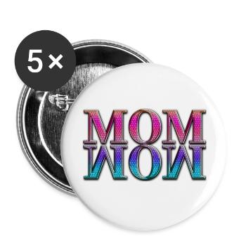 Mama Mama Wow Muttertag Lustig Niedlich Familie Mutter - Buttons groß 56 mm (5er Pack) - Weiß - Vorne