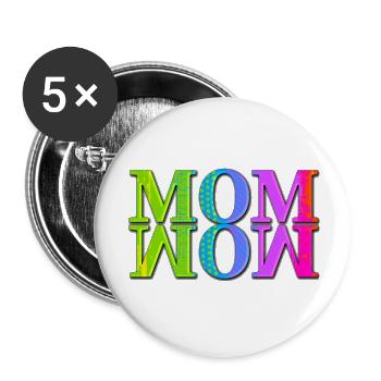 Mama Mama Wow Muttertag Lustig Niedlich Familie Mutter - Buttons groß 56 mm (5er Pack) - Weiß - Vorne