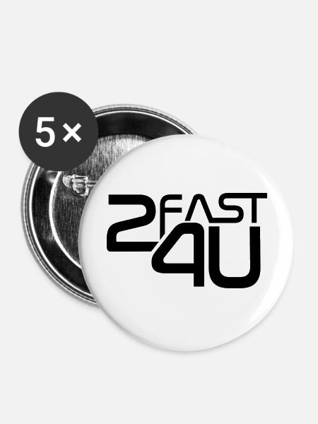 2fast4U Logo - Buttons groß 56 mm (5er Pack) - Weiß