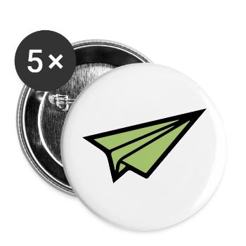 Avion en papier 02 - Lot de 5 grands badges (56 mm) - blanc - Devant