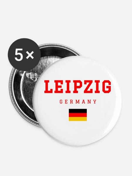 Leipzig Deutschland - Buttons groß 56 mm (5er Pack) - Weiß