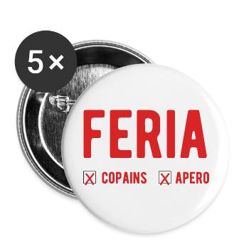 Feria amitié copain apéro - Lot de 5 grands badges (56 mm) - blanc - Devant