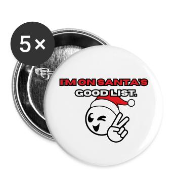Noël - La bonne liste du Père Noël - Lot de 5 grands badges (56 mm) - blanc - Devant