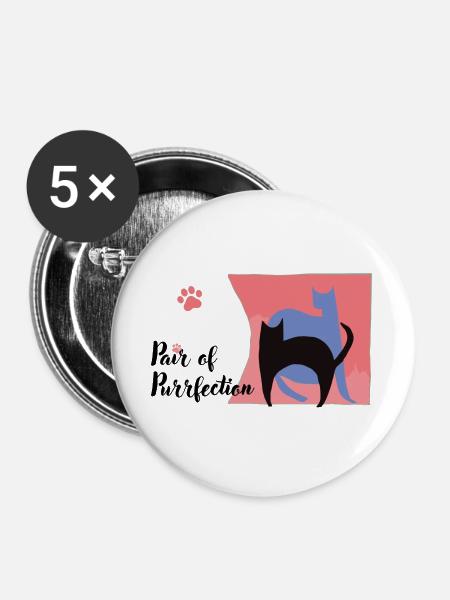 Paar Purrfection - Buttons groß 56 mm (5er Pack) - Weiß