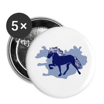 Island Pferd Reiter Reiten T shirt Grafik - Buttons groß 56 mm (5er Pack) - Weiß - Vorne