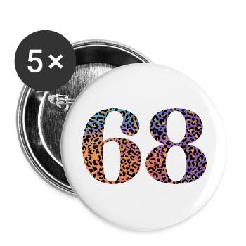 68th Birthday Leopard - Buttons large 2.2''/56 mm (5-pack) - white - Front