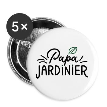 Cadeau Unique : Papa Jardinier ! - Lot de 5 grands badges (56 mm) - blanc - Devant