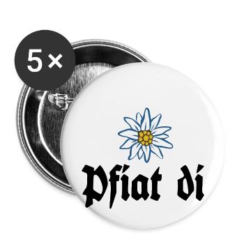 Pfiat di - Alpen Edelweiß Gruß aus Bayern - Buttons groß 56 mm (5er Pack) - Weiß - Vorne