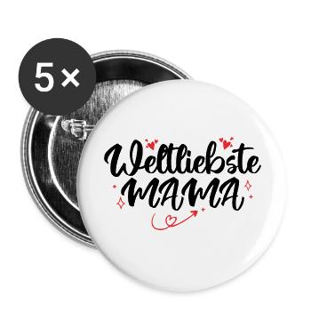Mutter Familie Mama Geschenk - Lot de 5 grands badges (56 mm) - blanc - Devant