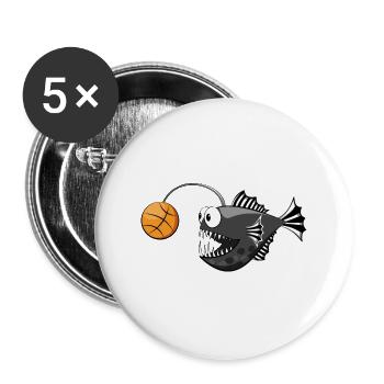 Frogfish Basketball Black White Striped - Buttons large 2.2''/56 mm (5-pack) - white - Front