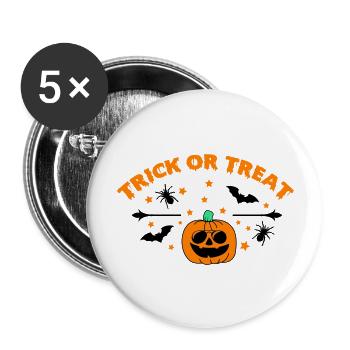 trick or treat 01 - Buttons groß 56 mm (5er Pack) - Weiß - Vorne