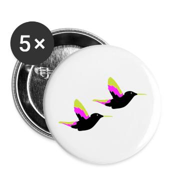 Hummingbird Birds - Buttons large 2.2''/56 mm (5-pack) - white - Front