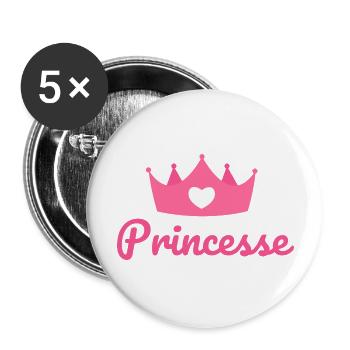 Princesse - Lot de 5 grands badges (56 mm) - blanc - Devant