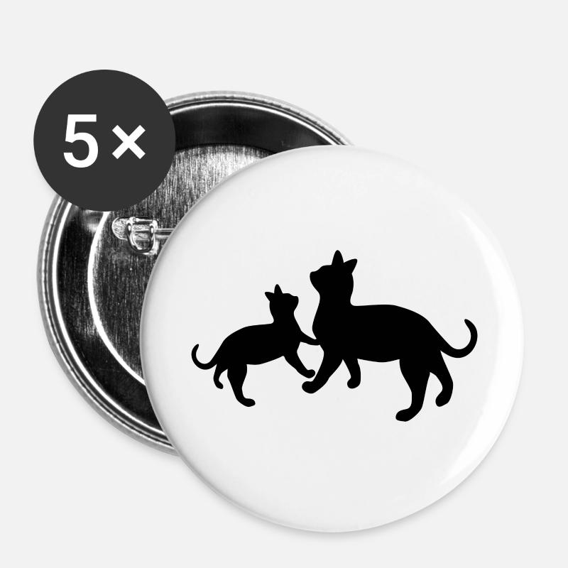 Black Cats - Buttons large 2.2''/56 mm (5-pack) - white