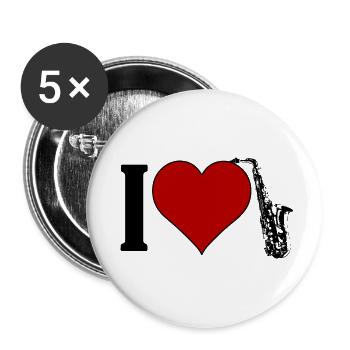 I ♥️ Saxophone | I Love Saxophone - Buttons large 2.2''/56 mm (5-pack) - white - Front