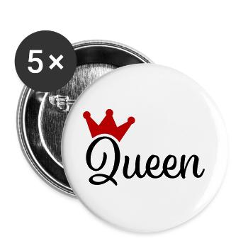 Queen mit Krone - Buttons groß 56 mm (5er Pack) - Weiß - Vorne