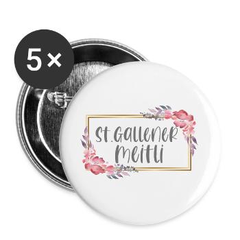 Schweiz St. Gallen Mädchen Heimat Geschenk - Buttons groß 56 mm (5er Pack) - Weiß - Vorne