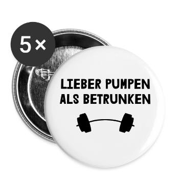 Lieber Pumpen als betrunken - Buttons groß 56 mm (5er Pack) - Weiß - Vorne