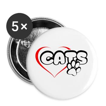 Cats Love Cat Cat Hangover - Buttons large 2.2''/56 mm (5-pack) - white - Front