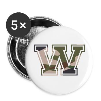 W, Monogram, Camouflage Green-Brown - Buttons large 2.2''/56 mm (5-pack) - white - Front