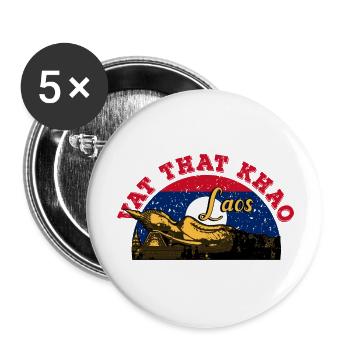 Laos Lao Laotien drapeau Temple Lao I cadeau - Lot de 5 grands badges (56 mm) - blanc - Devant