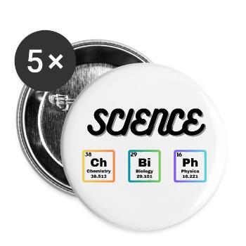 Science Wissenschaft - Buttons groß 56 mm (5er Pack) - Weiß - Vorne