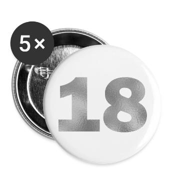 Anniversaire 18 ans - Lot de 5 grands badges (56 mm) - blanc - Devant