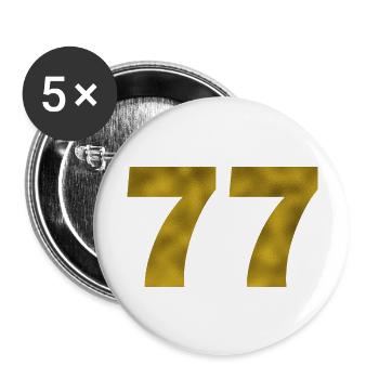 Anniversaire 77 ans - Lot de 5 grands badges (56 mm) - blanc - Devant