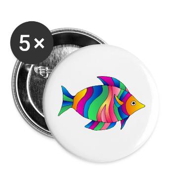 Poisson - Lot de 5 grands badges (56 mm) - blanc - Devant