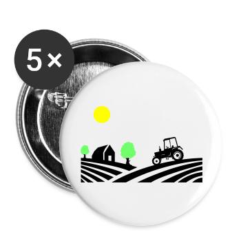 Tractor Farm - Buttons large 2.2''/56 mm (5-pack) - white - Front
