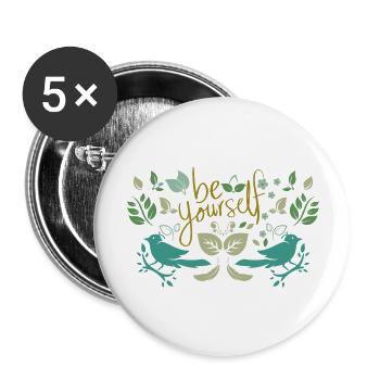 Be yourself - Buttons large 2.2''/56 mm (5-pack) - white - Front