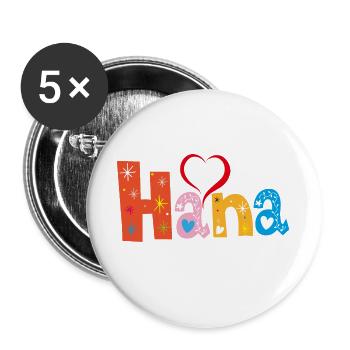 Personalized Hana Name - Buttons large 2.2''/56 mm (5-pack) - white - Front