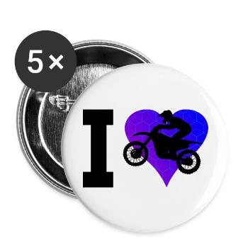 Dirt Biker Freestyle Motocross Supermoto - Buttons groß 56 mm (5er Pack) - Weiß - Vorne