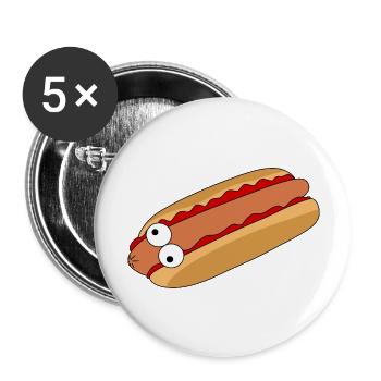 Verrückter Hotdog - Buttons groß 56 mm (5er Pack) - Weiß - Vorne