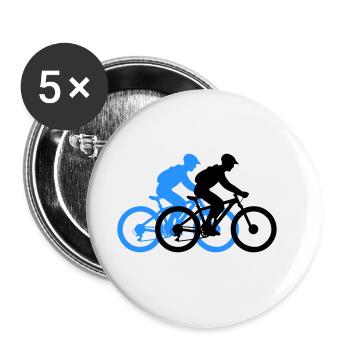 Mountain Bike Bicycle Man Silhouette - Buttons large 2.2''/56 mm (5-pack) - white - Front