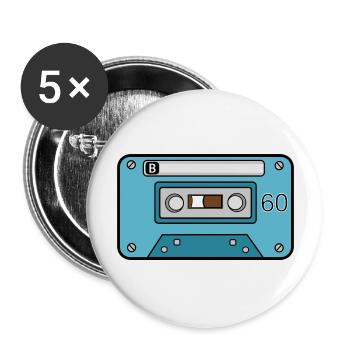 Cassette de musique des années 60 - Lot de 5 grands badges (56 mm) - blanc - Devant