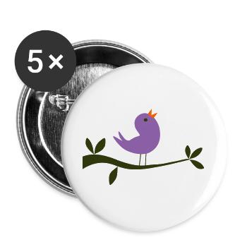 Vogel - Buttons groß 56 mm (5er Pack) - Weiß - Vorne