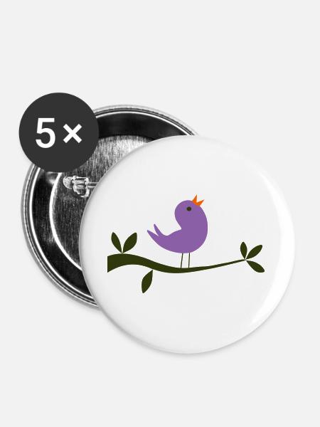 Vogel - Buttons groß 56 mm (5er Pack) - Weiß