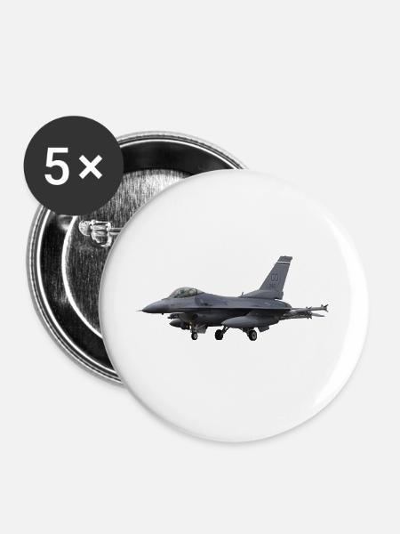 F-16 Fighting Falcon - Buttons groß 56 mm (5er Pack) - Weiß
