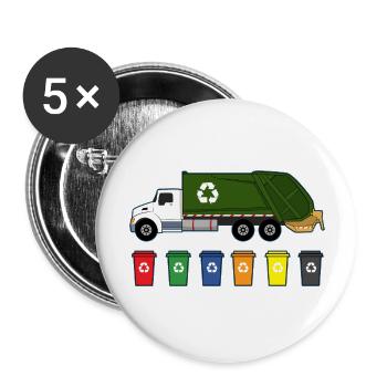 Müllwagen Liebe Müllabfuhr Kind Junge I Geschenk - Buttons groß 56 mm (5er Pack) - Weiß - Vorne