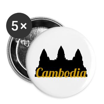 Temple du Cambodge Khmer Vintage drapeau je cadeau - Lot de 5 grands badges (56 mm) - blanc - Devant