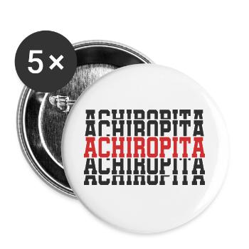 t-shirt Achiropita t-shirt name stacked text - Buttons large 2.2''/56 mm (5-pack) - white - Front