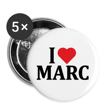 t-shirt j’aime Marc t-shirt idée cadeau - Lot de 5 grands badges (56 mm) - blanc - Devant