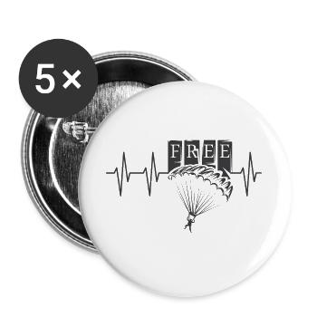 Impulsion Parachute Heartbeat Symbol Springer Icon - Lot de 5 grands badges (56 mm) - blanc - Devant