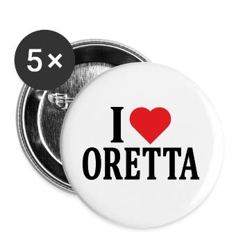 J’aime Oretta t-shirt t-shirt idée cadeau - Lot de 5 grands badges (56 mm) - blanc - Devant