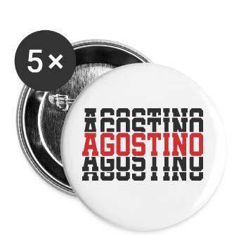 Agostino t-shirt stacked text gift t-shirt - Buttons large 2.2''/56 mm (5-pack) - white - Front