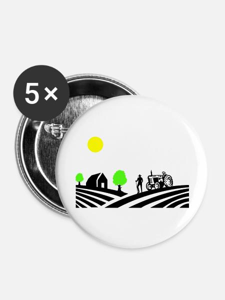 traktor farm - Buttons groß 56 mm (5er Pack) - Weiß