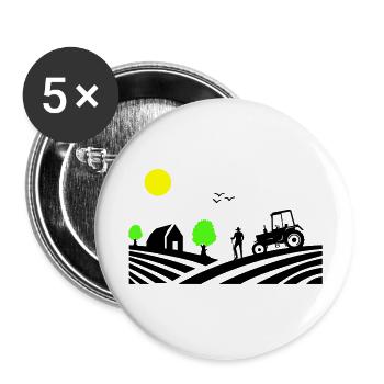 Tractor Farm - Buttons large 2.2''/56 mm (5-pack) - white - Front